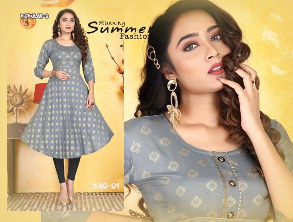 Beauty Queen Popular 2 Casual Daily Wear Rayon Printed  Anarkali Kurti Collection